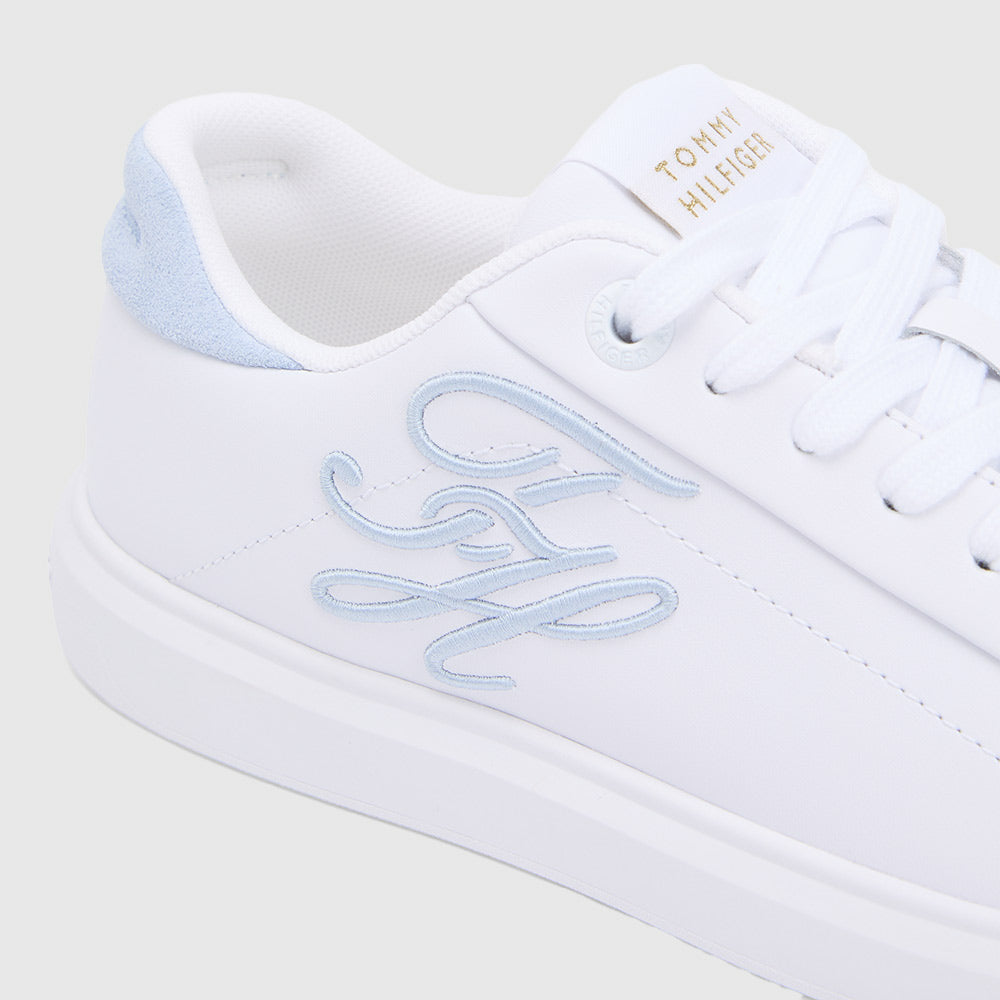 Icon Leather Embroidered Logo Trainers - White