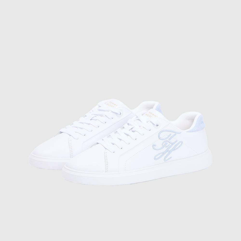 Icon Leather Embroidered Logo Trainers - White