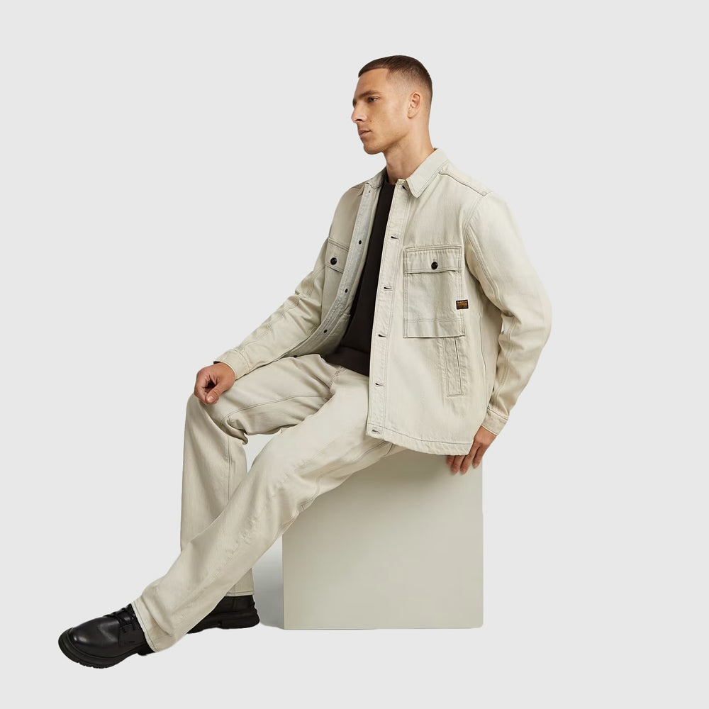 Beached Faded Vivianite Grey Overshirt - Offwhite