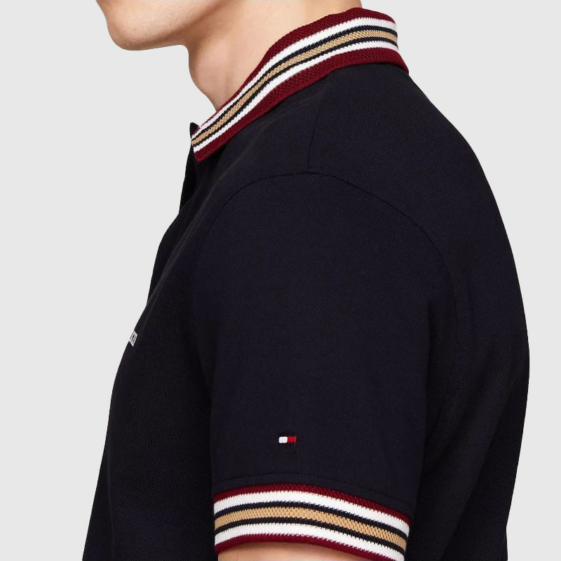 Stripe Collar Golfer - Navy