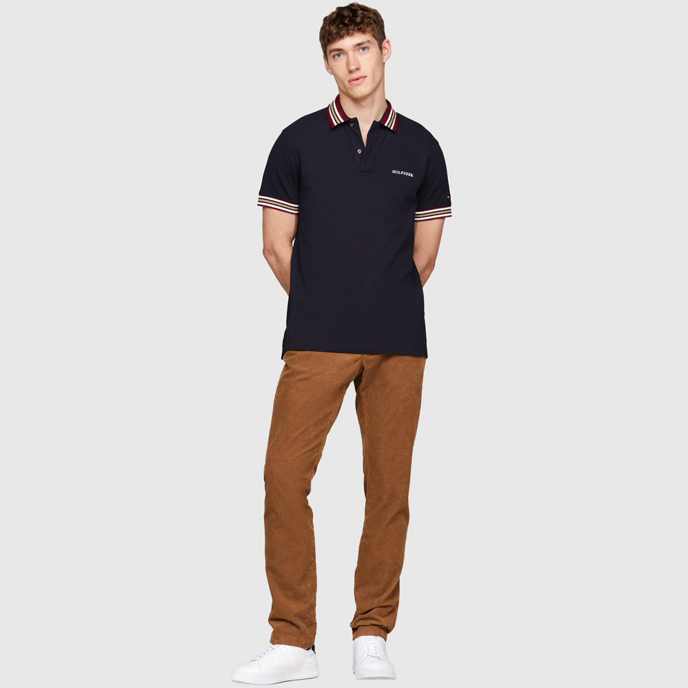 Stripe Collar Golfer - Navy