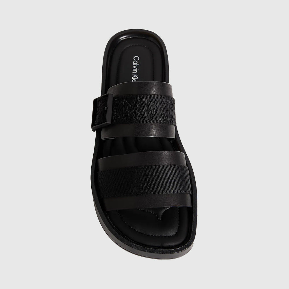 Leather Buckle Sandal - Black