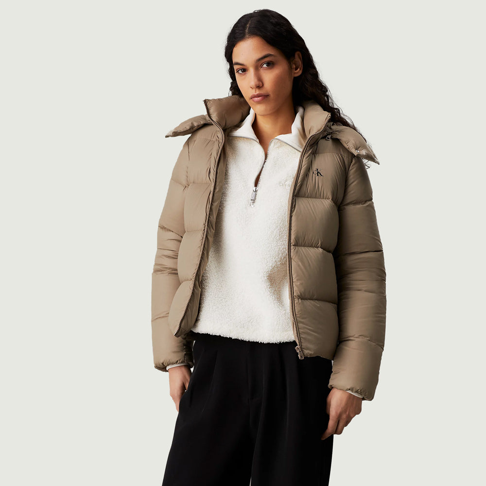 Calvin Klein Short Puffer Jacket - Brown |ThirdBaseUrban