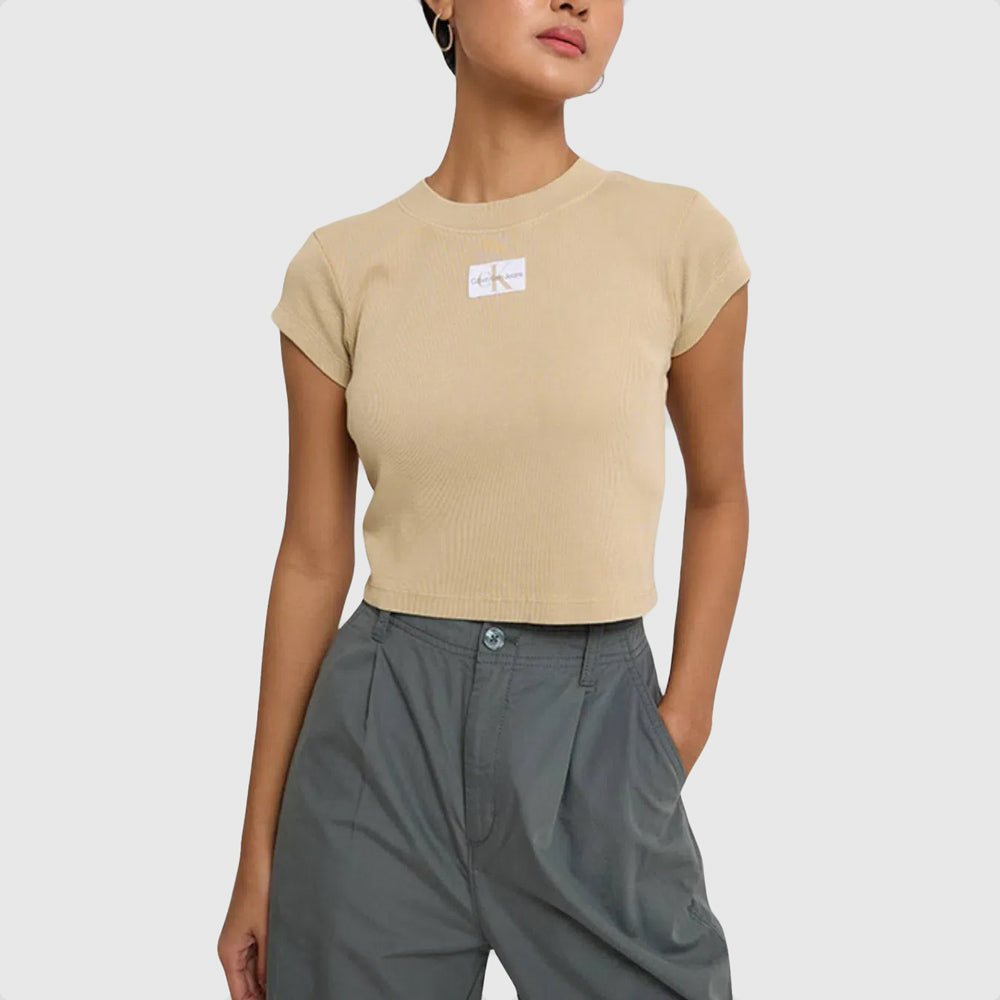 Calvin Klein Baby Rib T-Shirt - Beige |ThirdBaseUrban