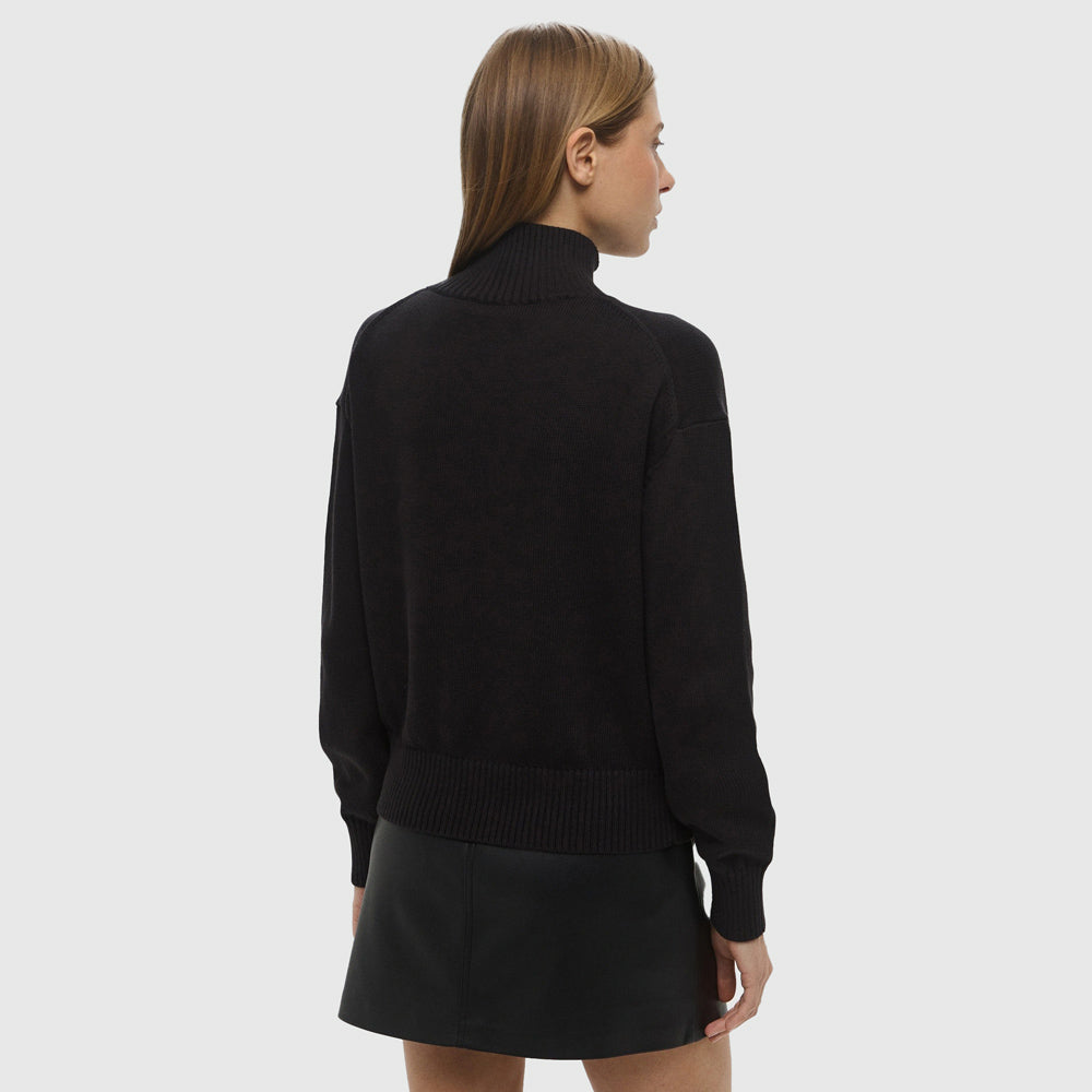 Monogram High Neck Sweater - Black