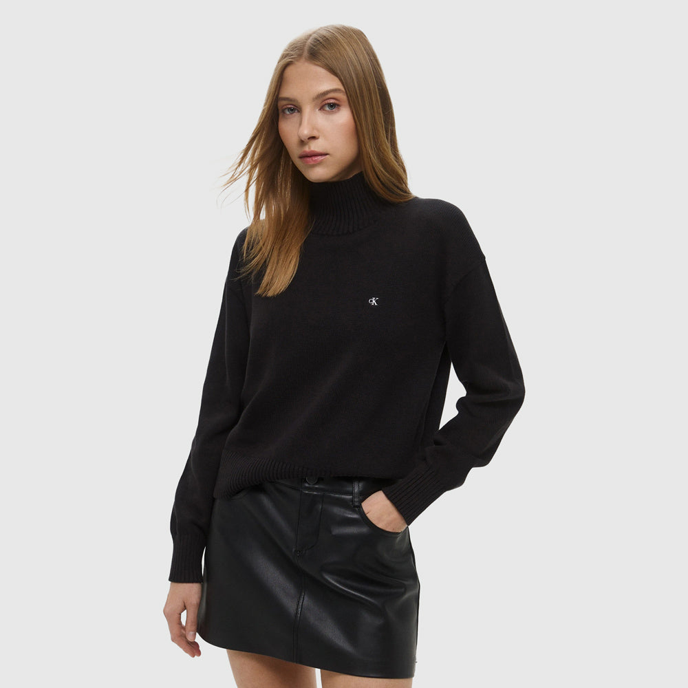 Calvin Klein Monogram High Neck Sweater - Black |ThirdBaseUrban