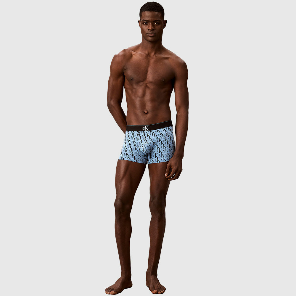 3 Pack Monogram Cotton Stretch Trunks - Blue Multi