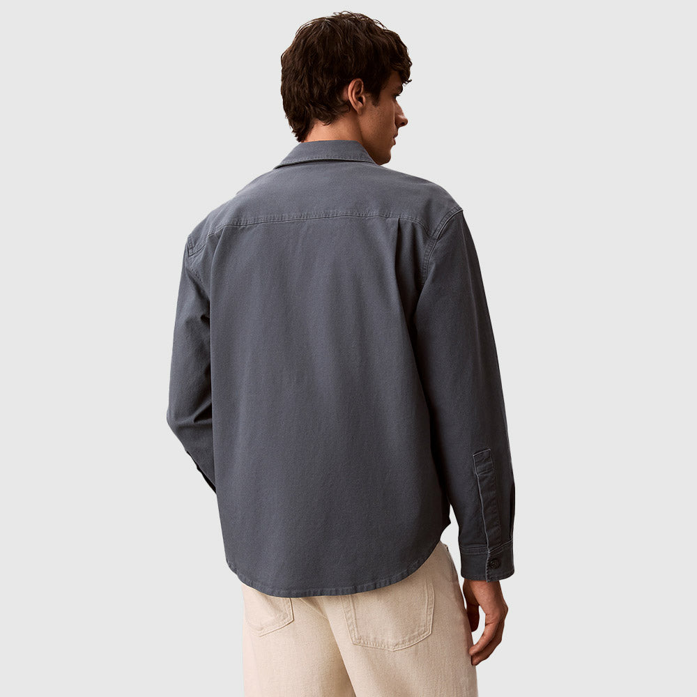 Cotton Canvas Shirt Jacket - Blue Grey