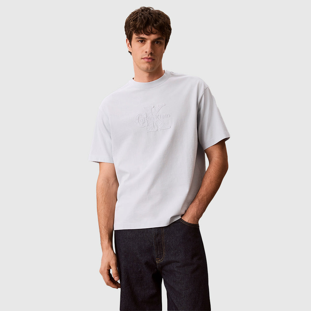 Linen Applique Short Sleeves T-Shirt - White
