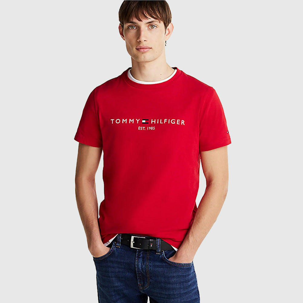 Tommy Hilfiger Logo T -Shirt - Red |ThirdBaseUrban