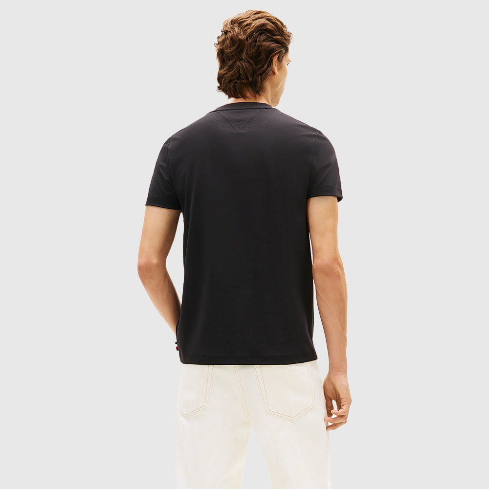 Flag Embroidery Interlock Slim Fit T-Shirt - Black