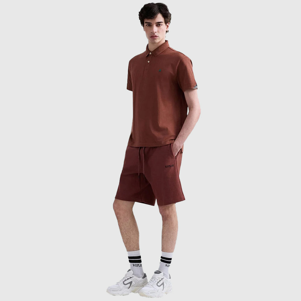 Stretch Cotton Piquet Polo - Brown