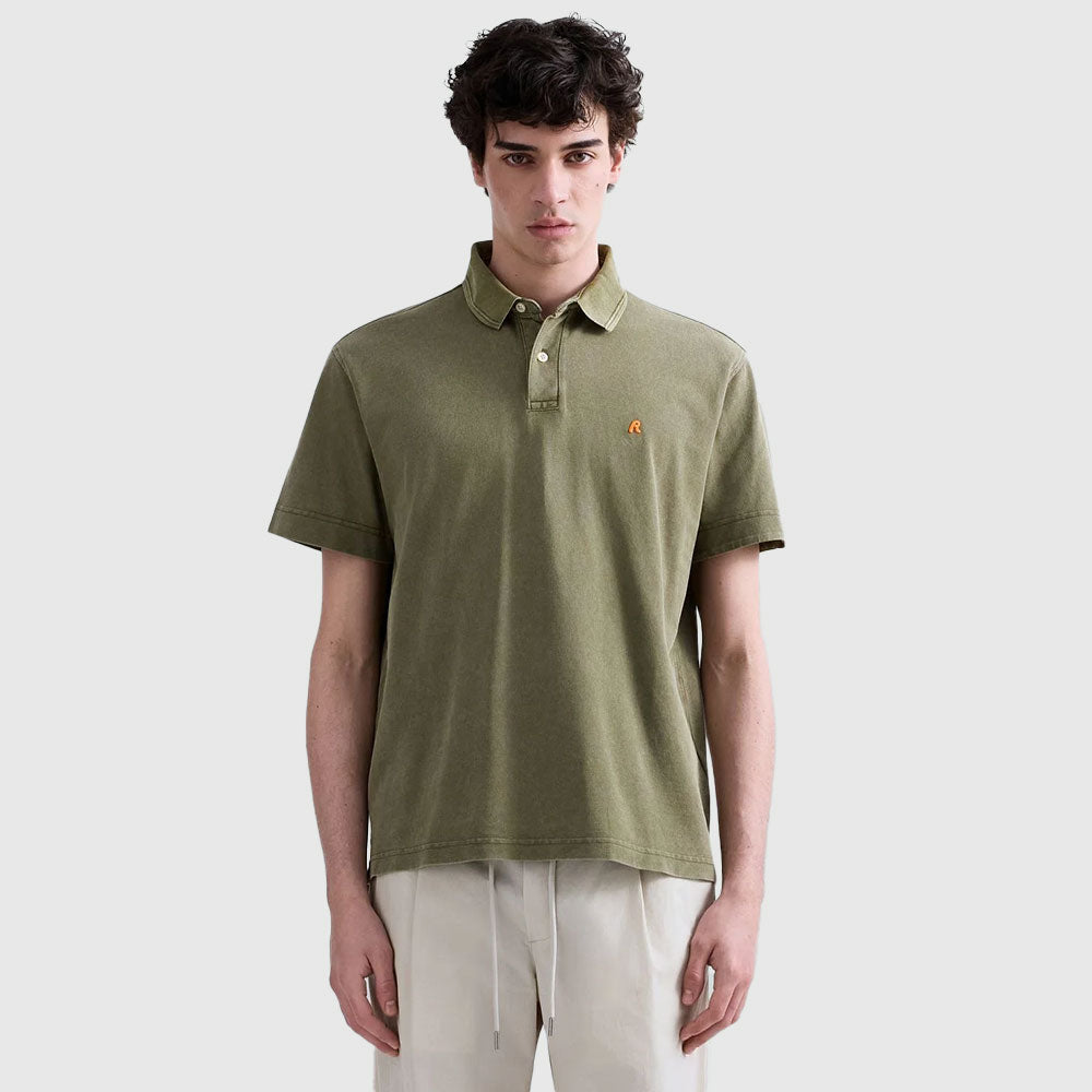 Marble Dyed Cotton Piquet Polo - Green