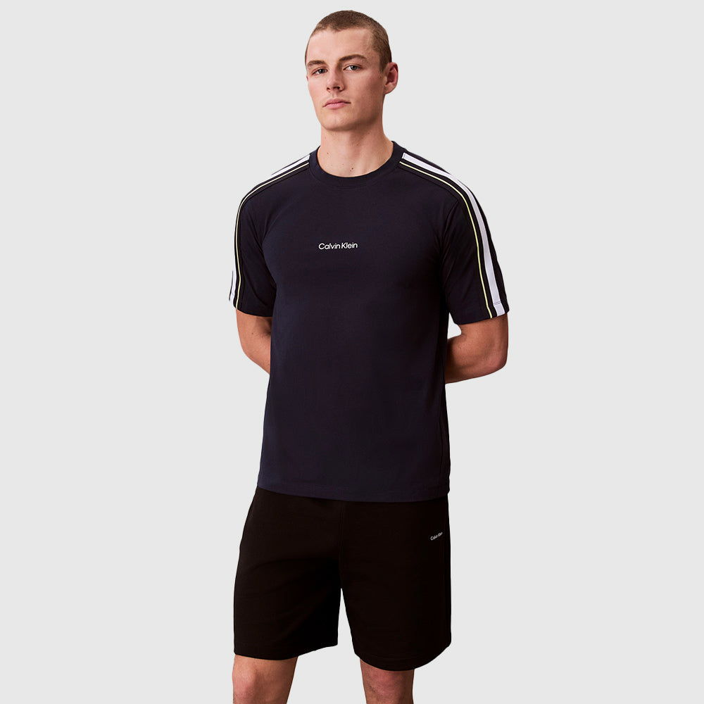 Cotton Blend Tape Gym T-Shirt - Navy