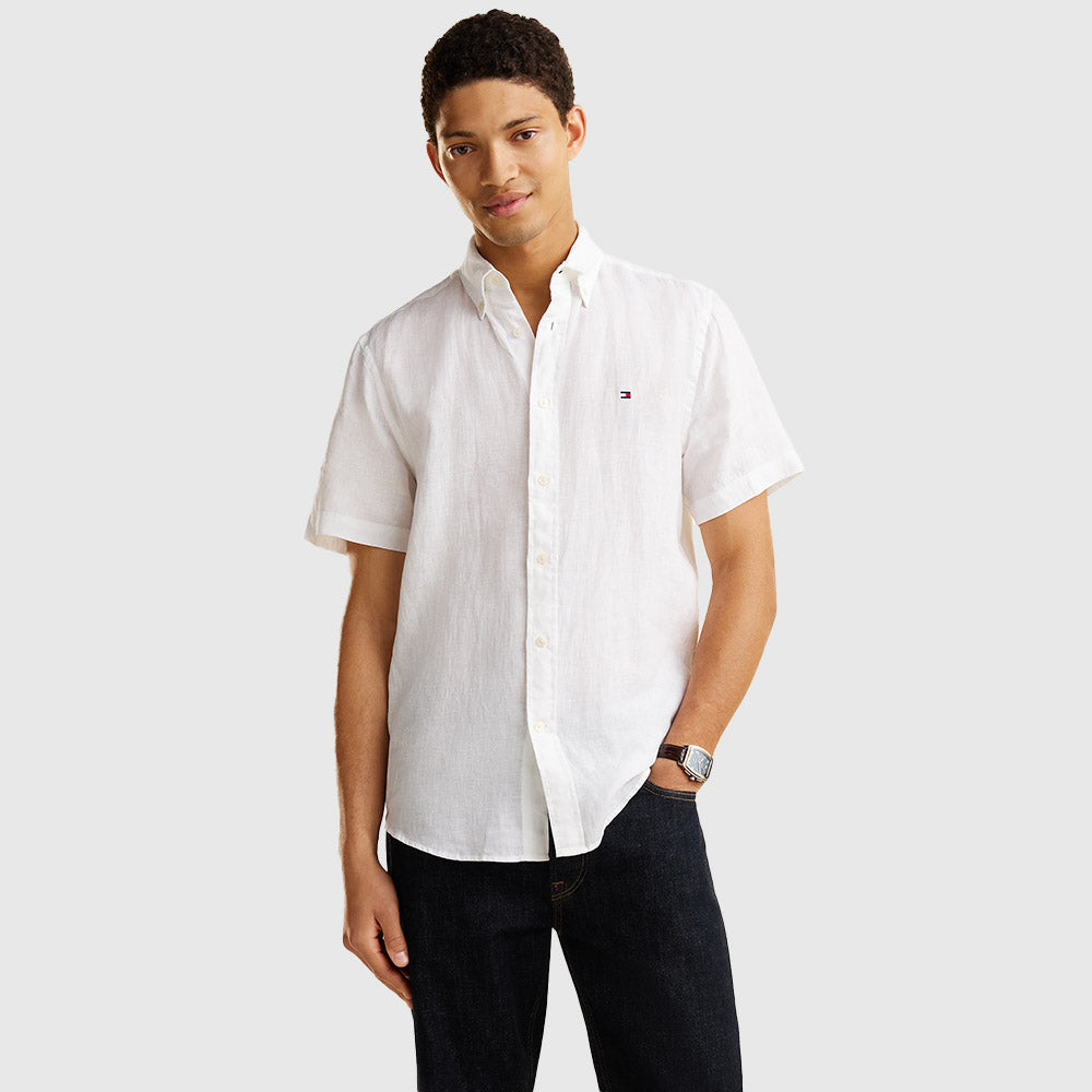 Regular Fit Washed Linen Shirt - White