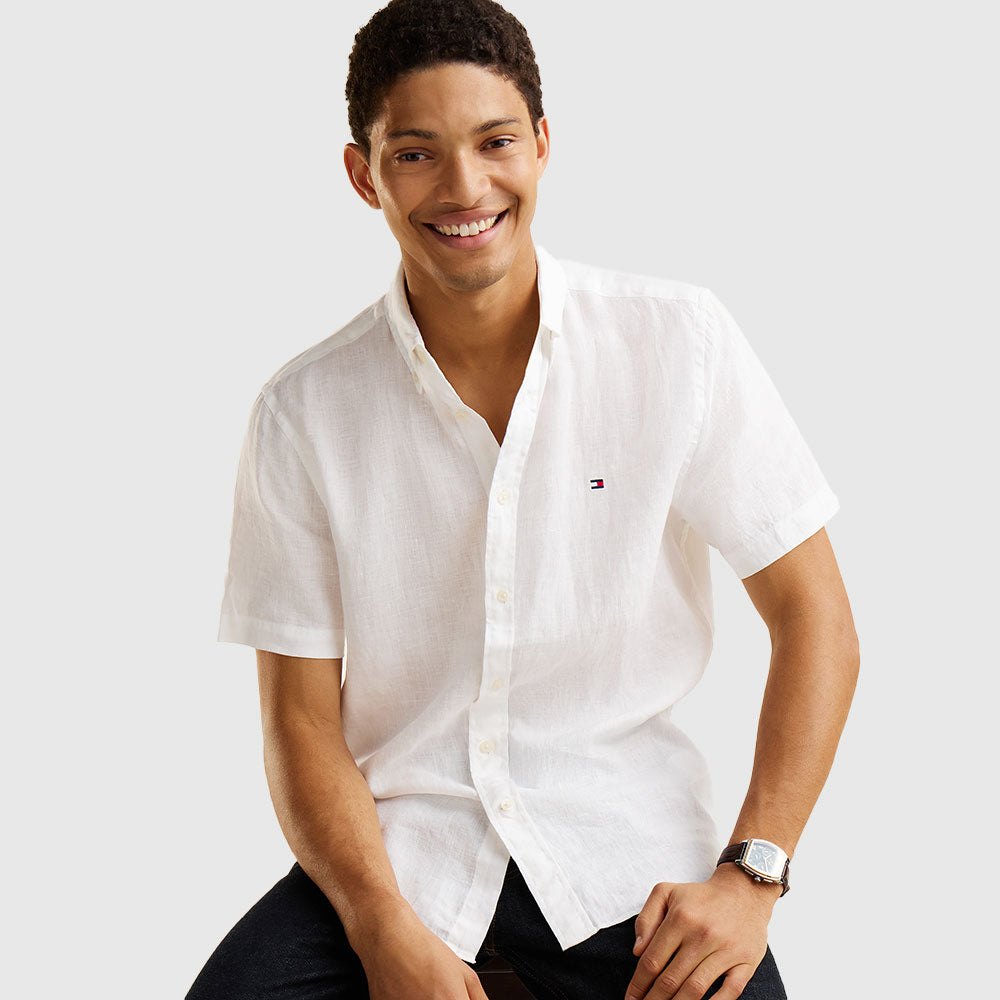 Regular Fit Washed Linen Shirt - White