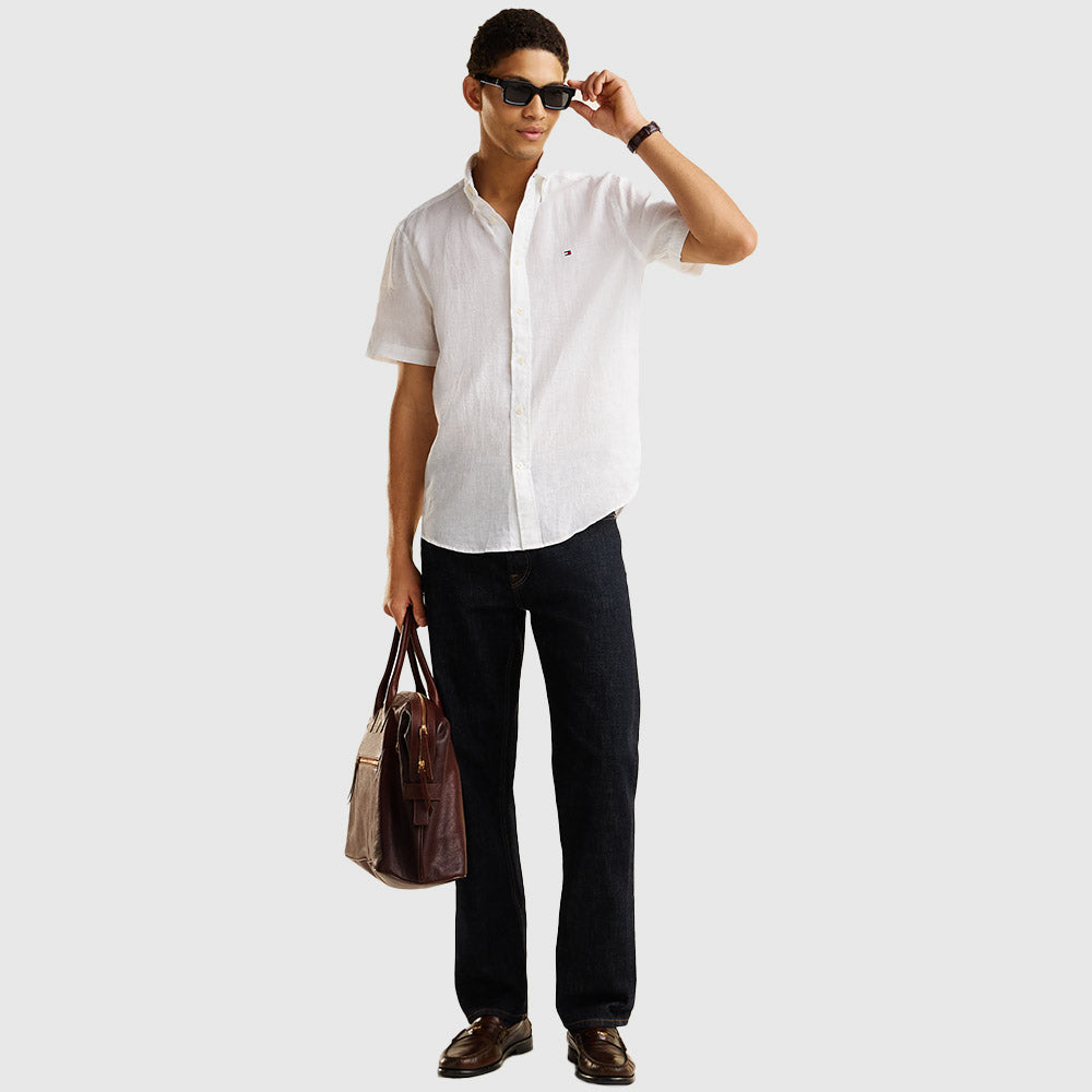Regular Fit Washed Linen Shirt - White