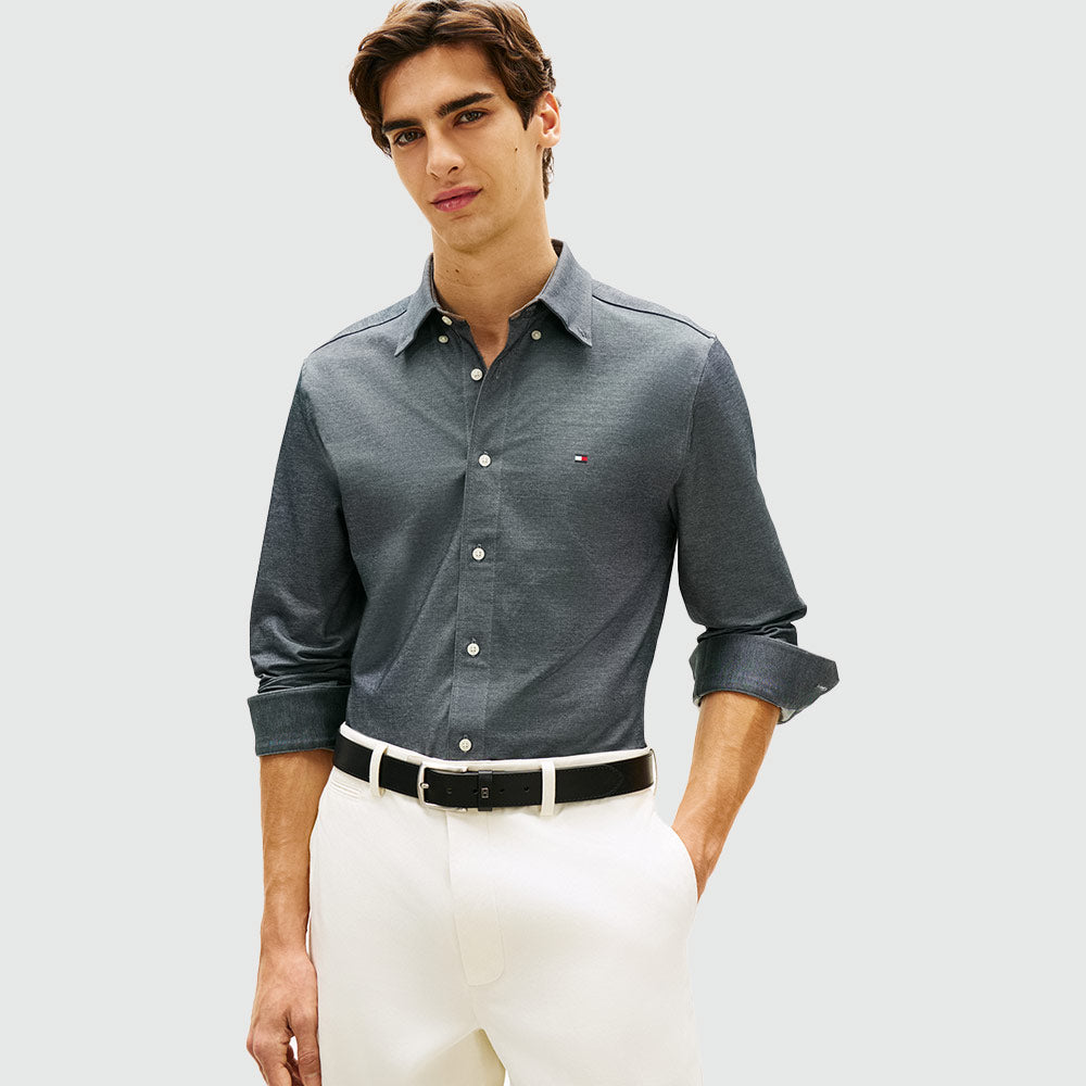 Performance Pique Oxford Shirt - Navy