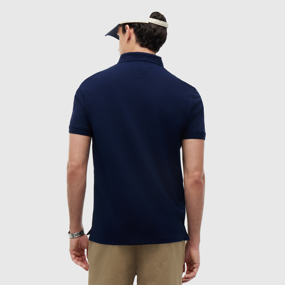 Jacquard Hidden Placket Golfer - Navy