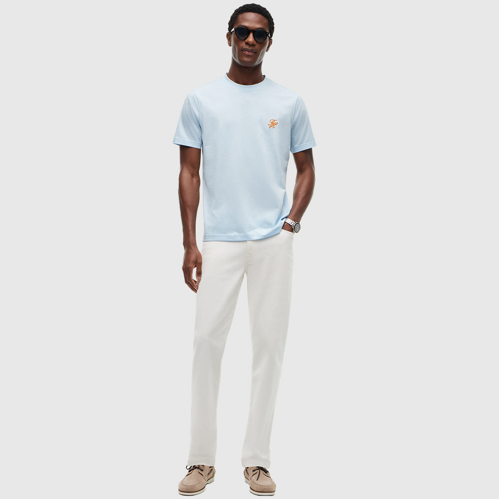 Logo Embroidery Jersey T-Shirt - Light Blue