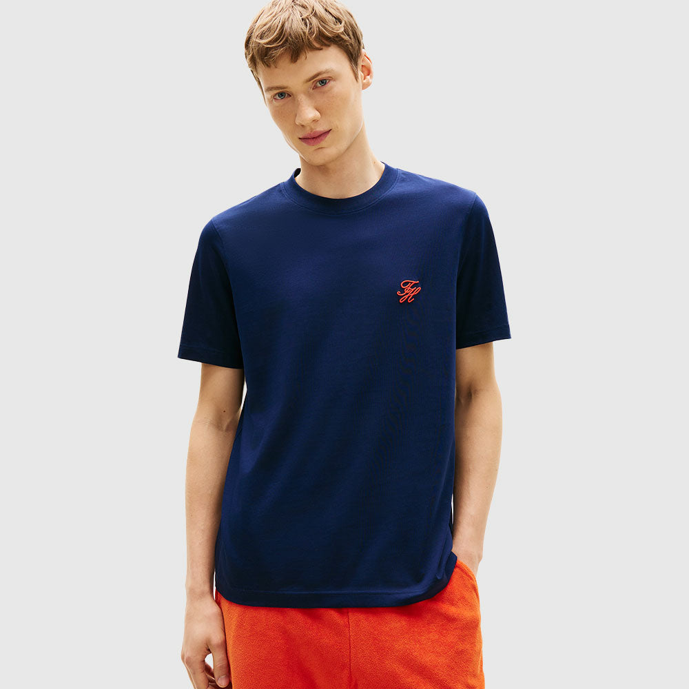 Logo Embroidery Jersey T-Shirt - Navy