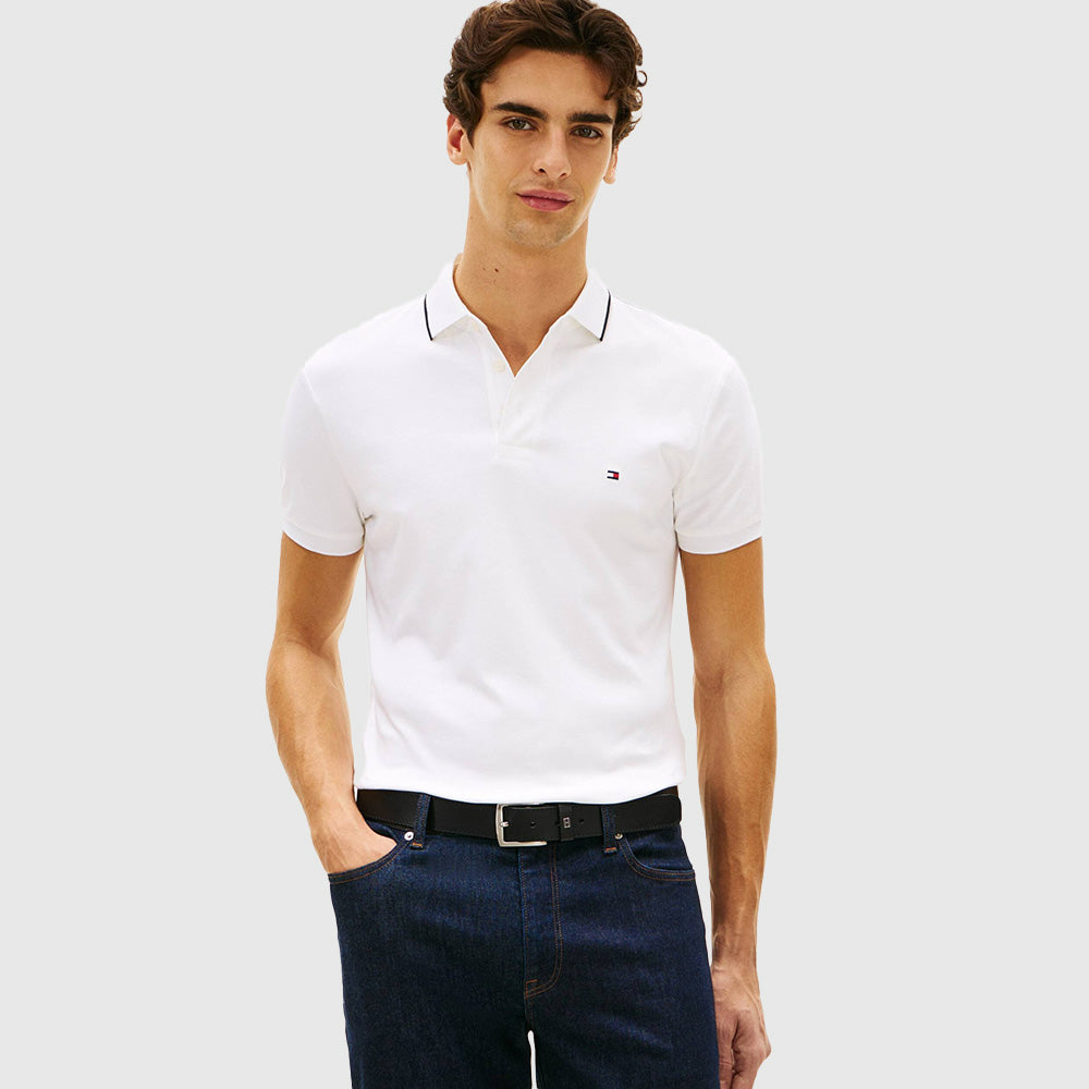 Liquid Cotton Tipped Polo Shirt - White