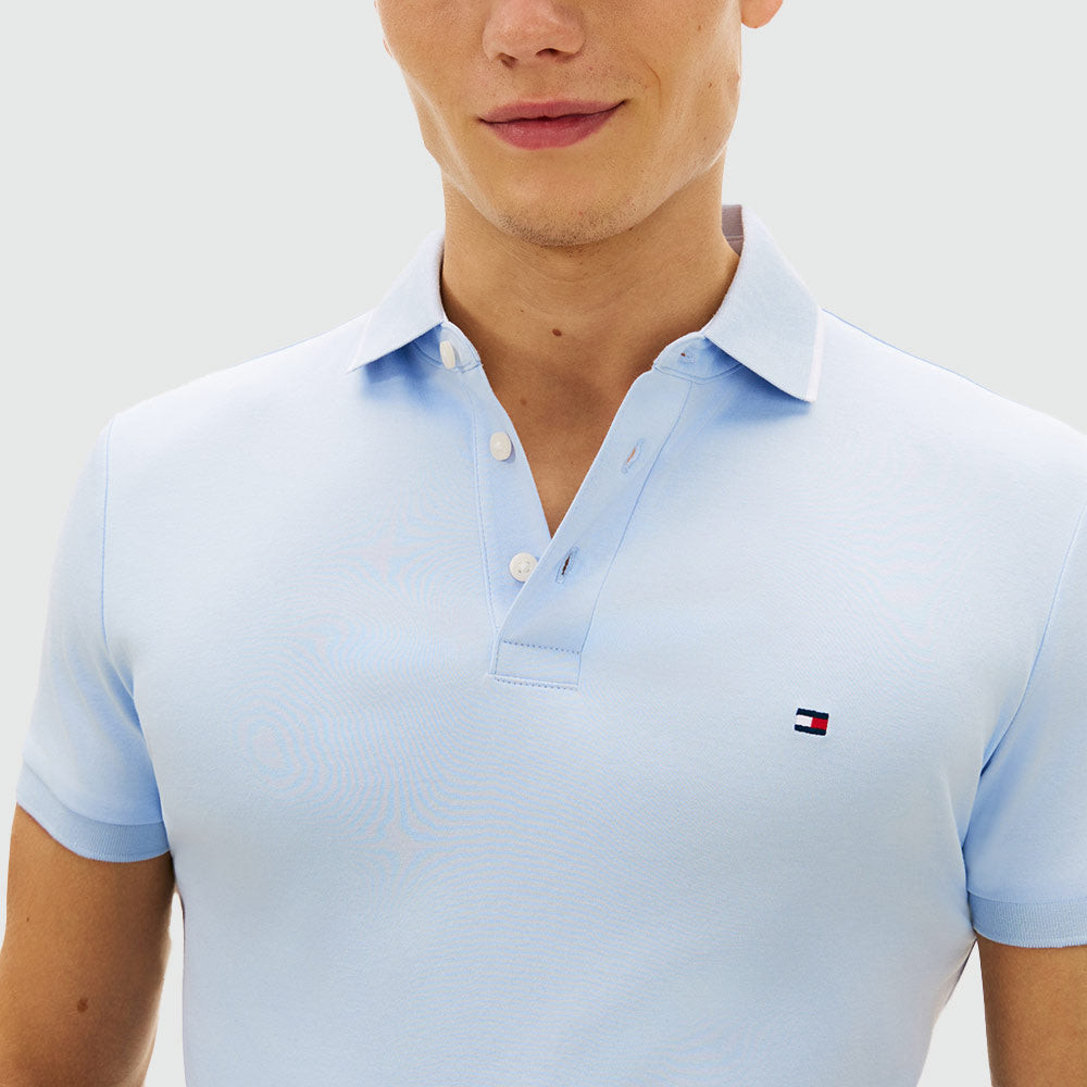 Liquid Cotton Tipped Slim Polo - Light Blue