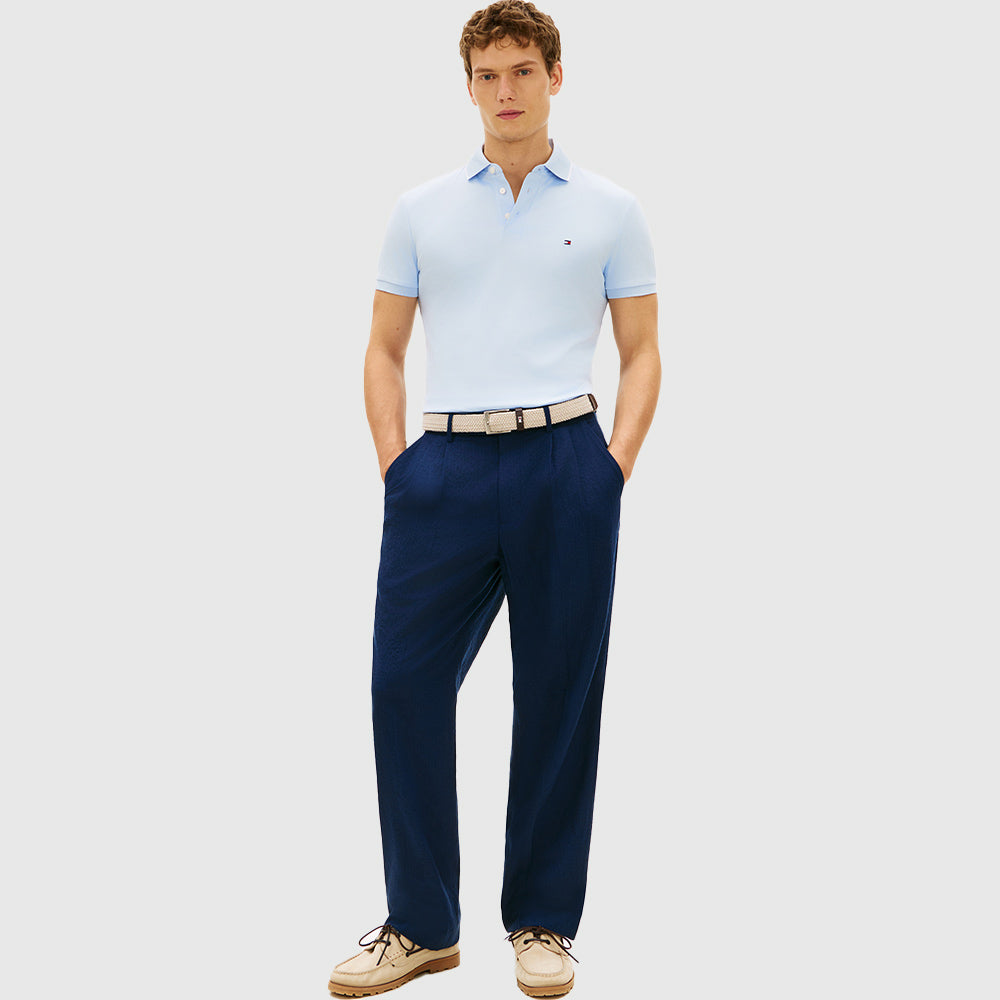 Liquid Cotton Tipped Slim Polo - Light Blue