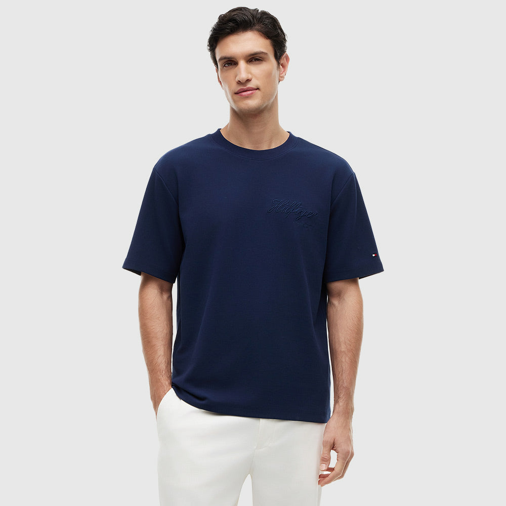 Nautical Rope Graphic Relaxed T Shirt - Navy