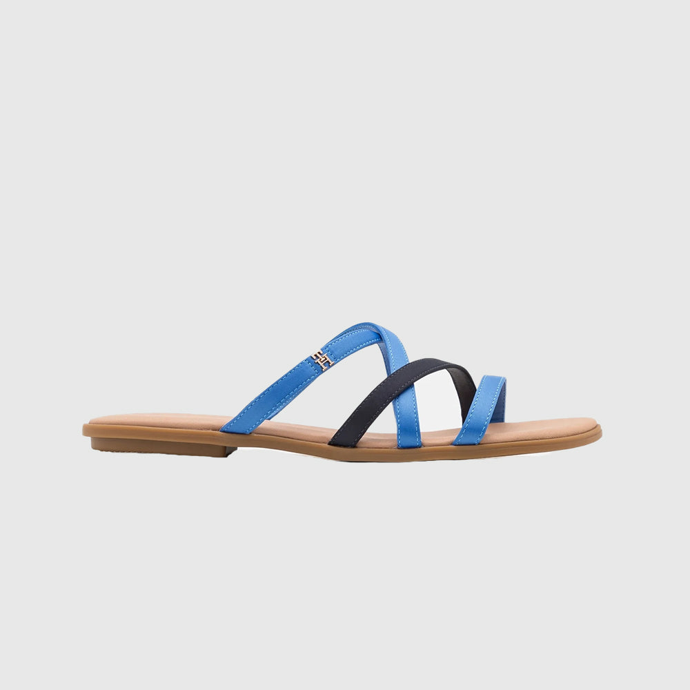 Strap Flat Satin Sandal - Blue Multi*