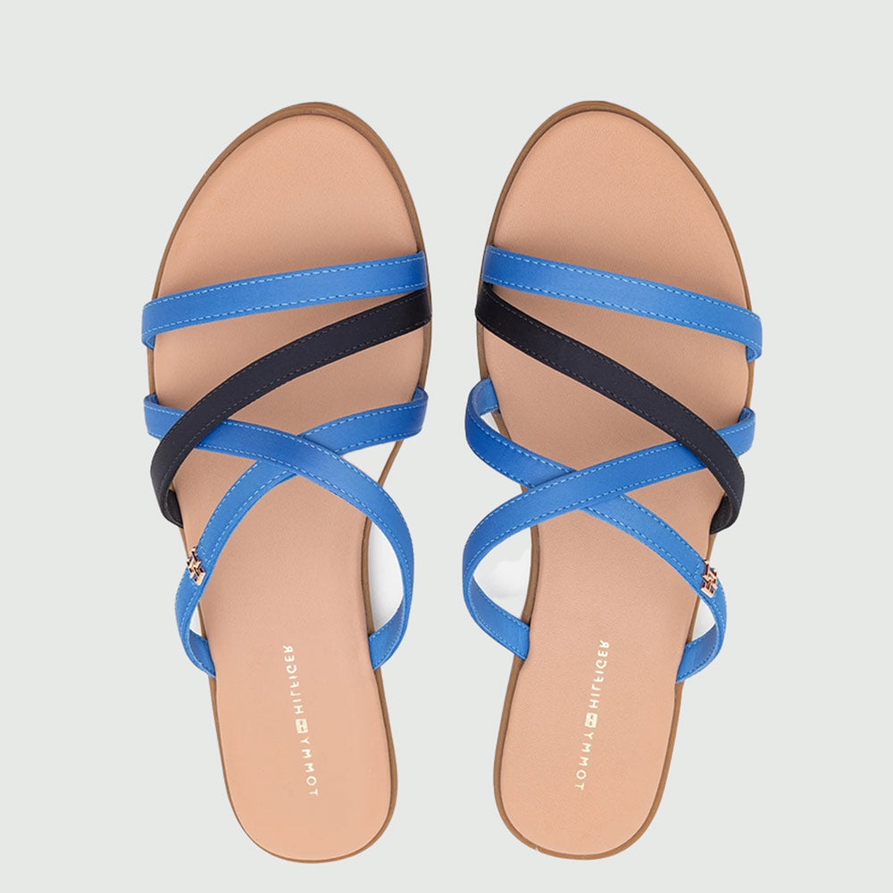 Strap Flat Satin Sandal - Blue Multi*