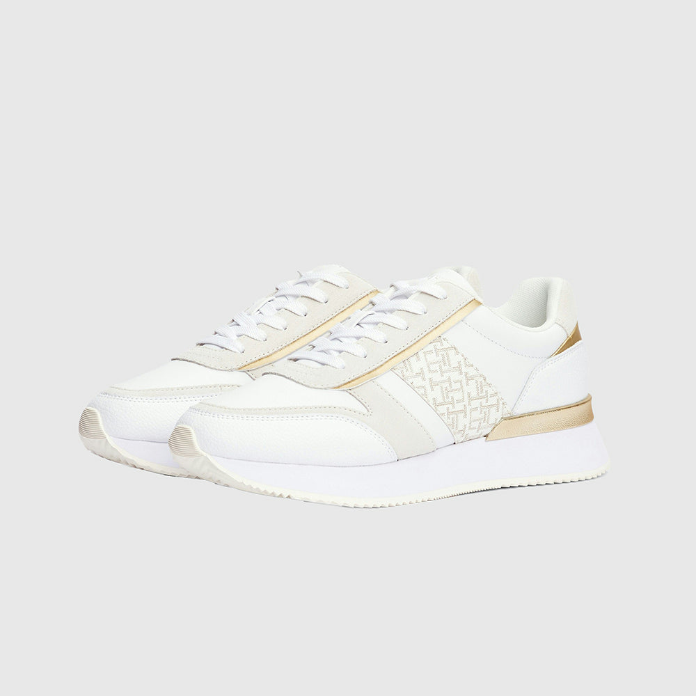 Monogram Metallic Trainer - White Multi*