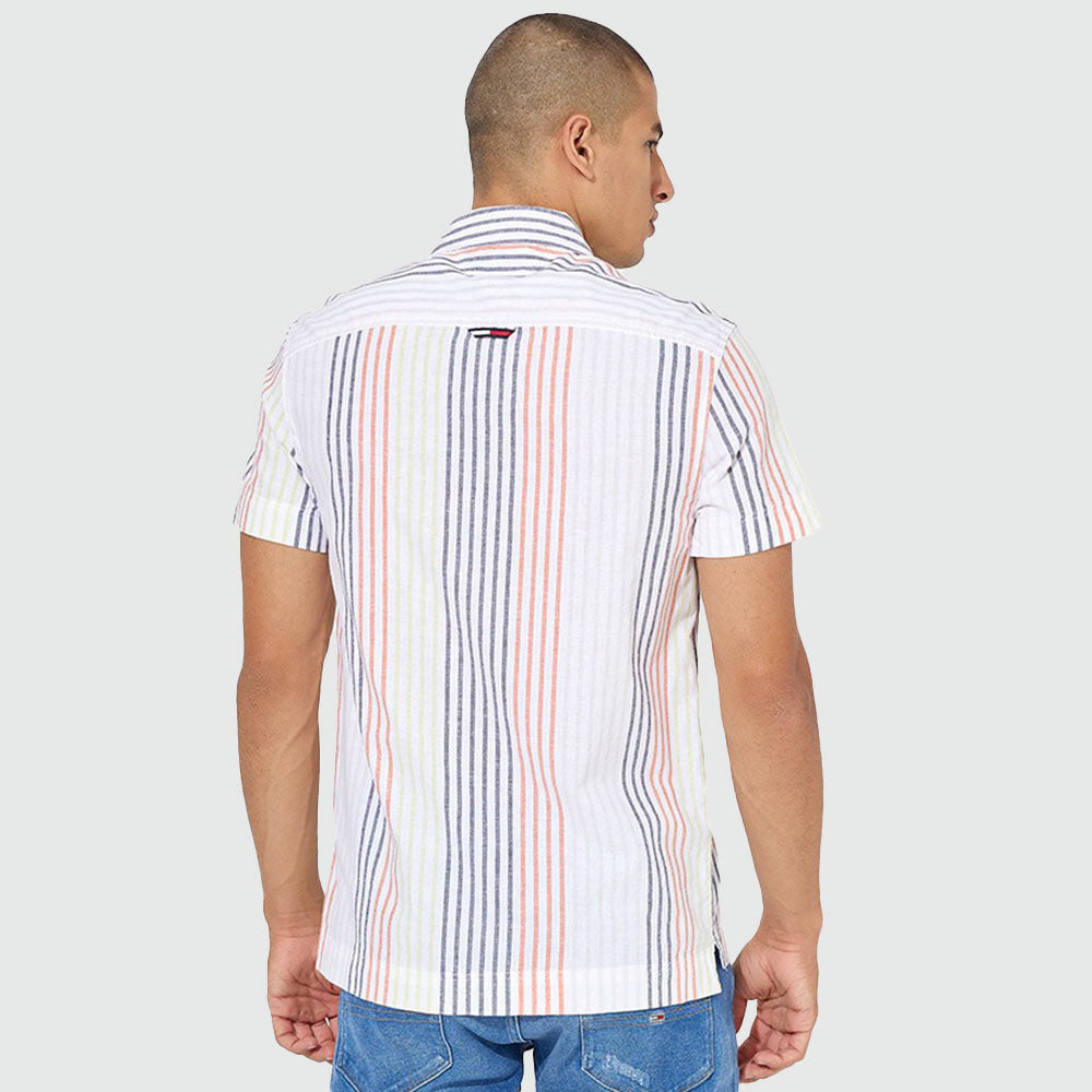 Classic Linen Stripe Shirt - White*