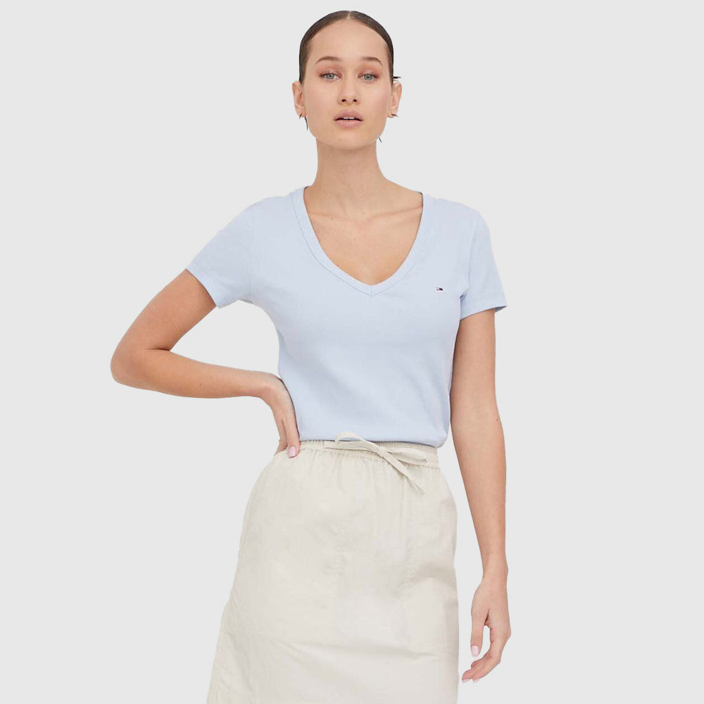 Slim V-Neck Essential Tee - Light Blue*