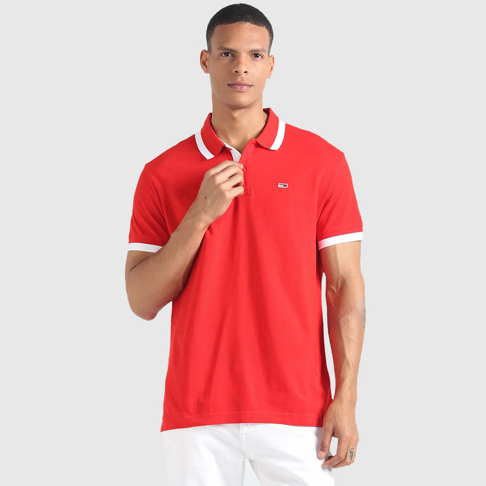 Regular Solid Tipped Polo - Red*