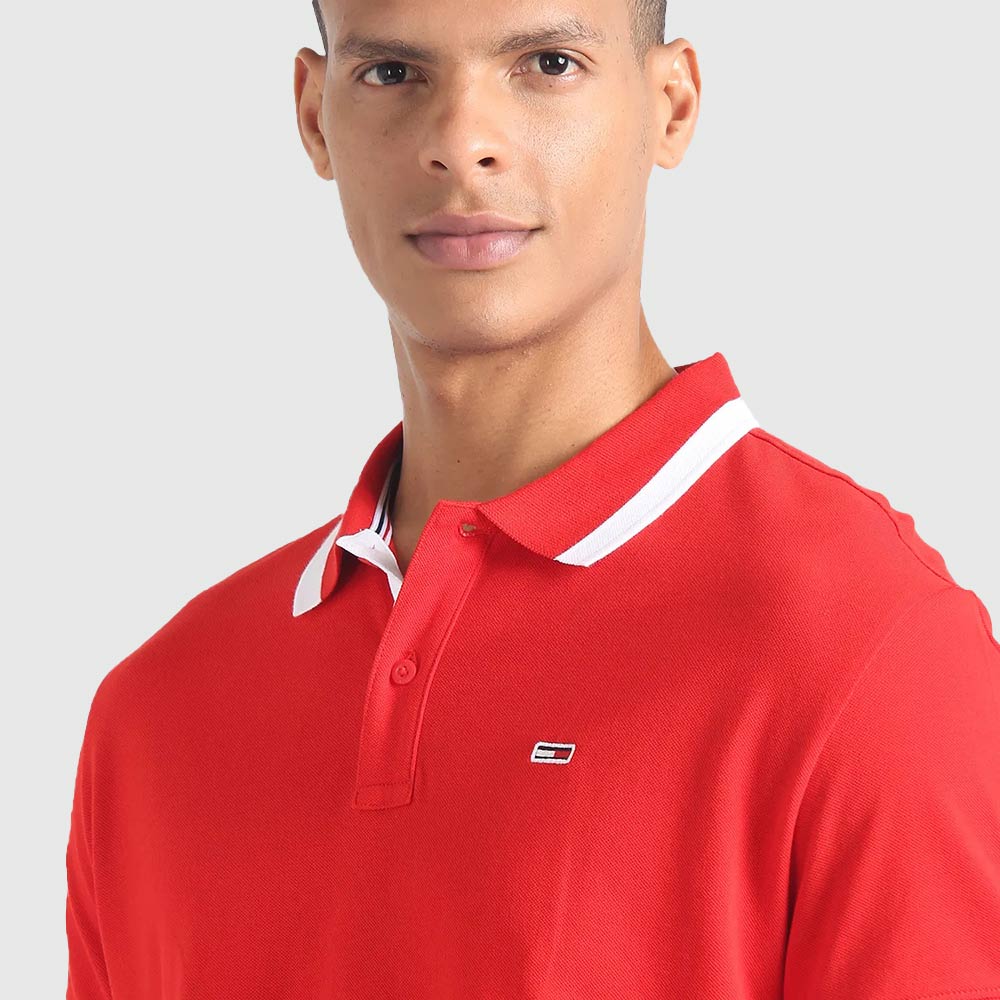 Regular Solid Tipped Polo - Red*