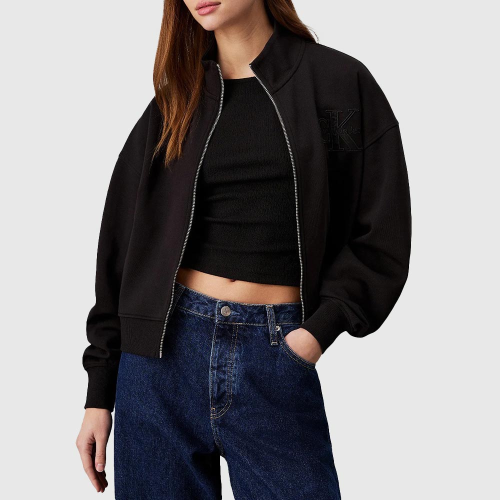 Applique Zip-Through Jacket - Black*