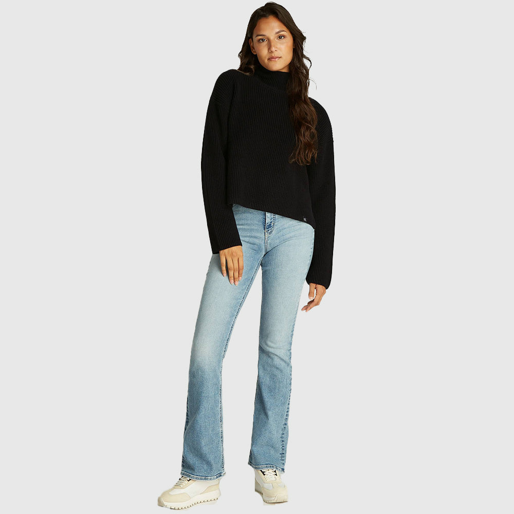 Loose High Neck Sweater - Black*