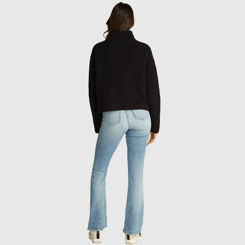Loose High Neck Sweater - Black*