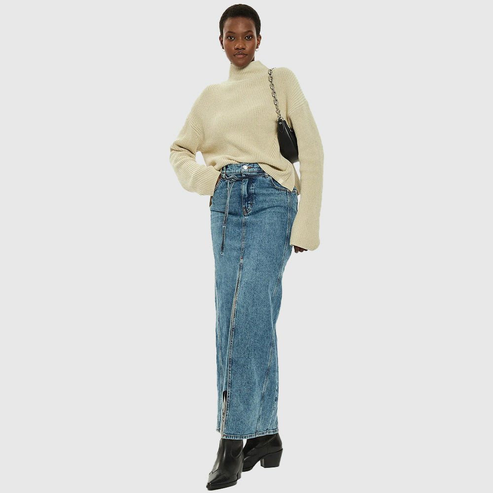 Loose High Neck Sweater - Green*