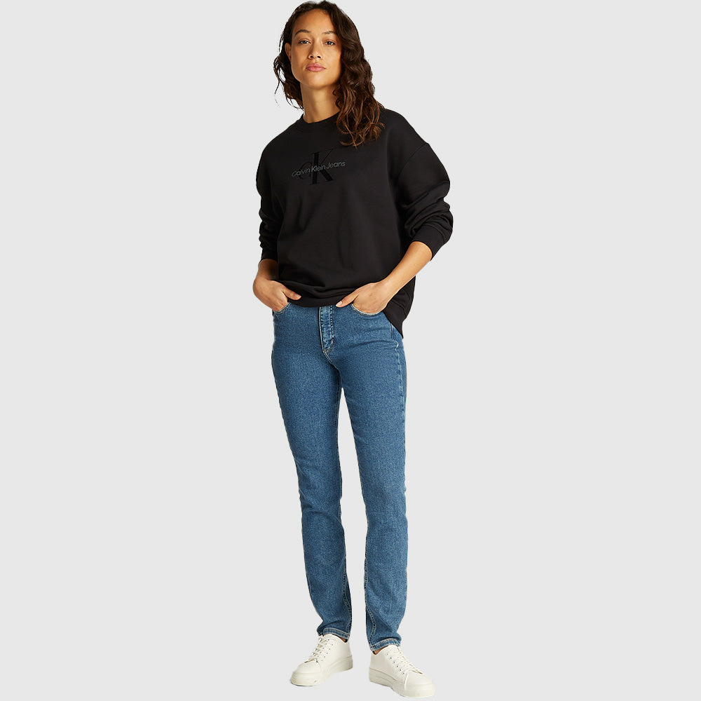 Glossy Monologo Regular Crewneck - Black*