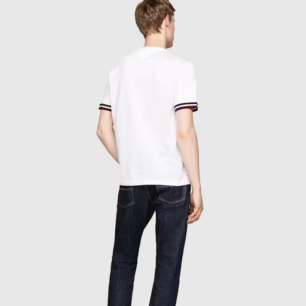 Global Stripe Cuff Tee - White*
