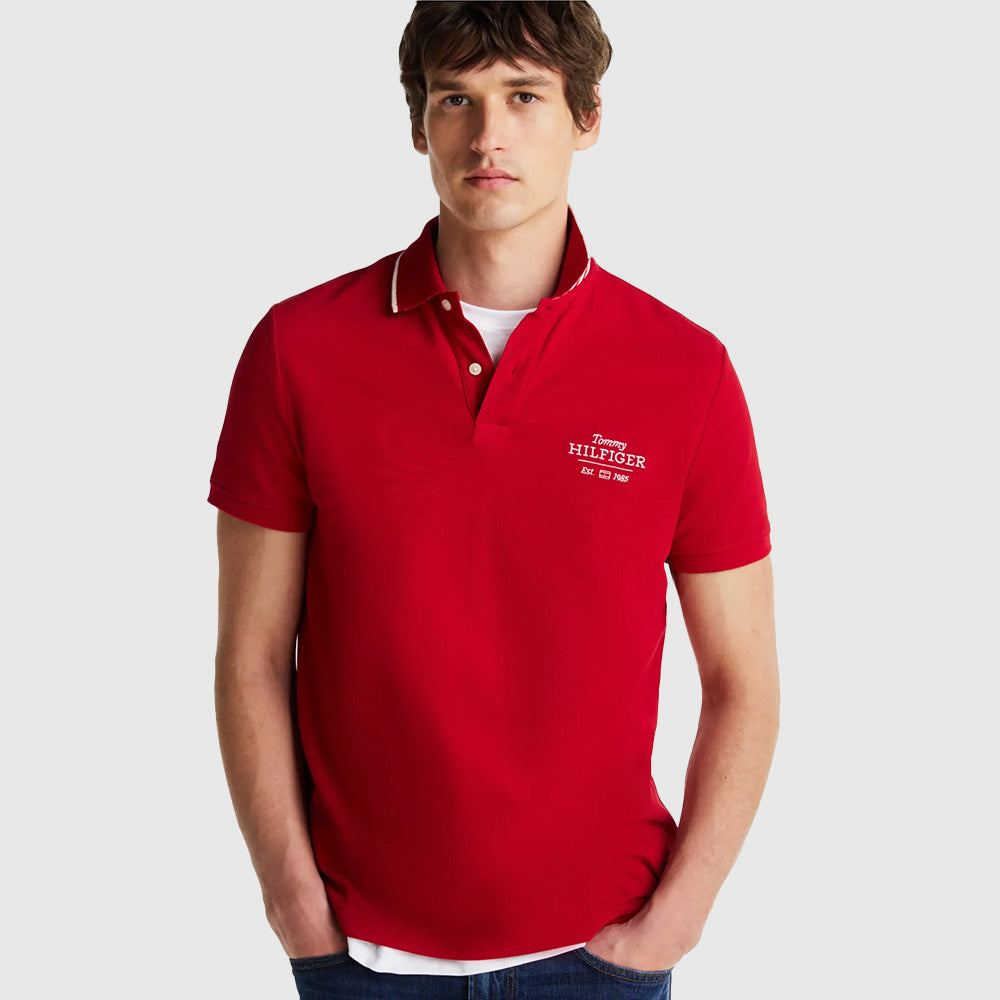 Chest Graphic Polo - Red*