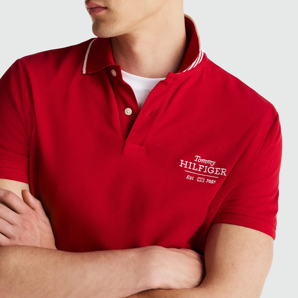 Chest Graphic Polo - Red*