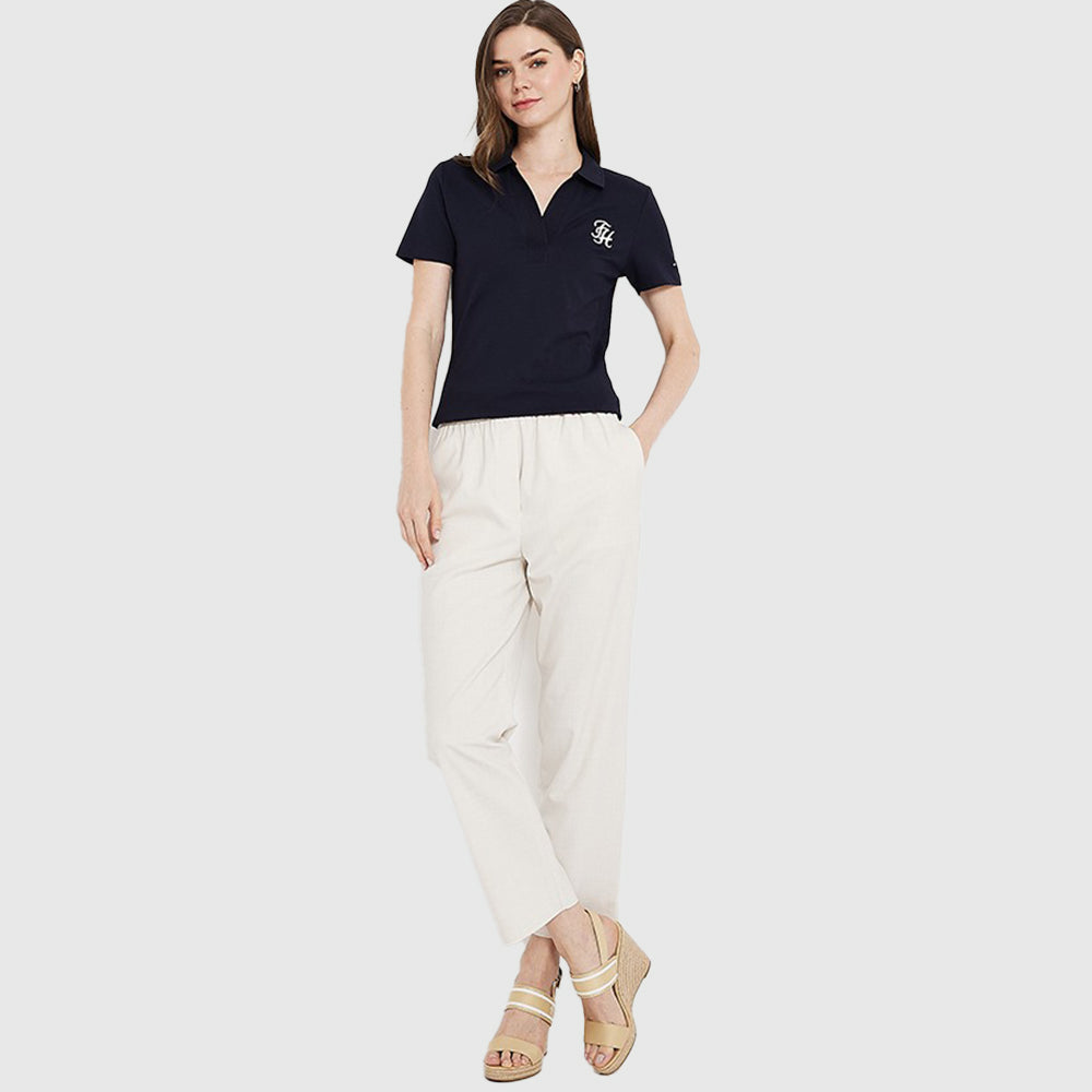 Slim Open Neck Polo - Navy*