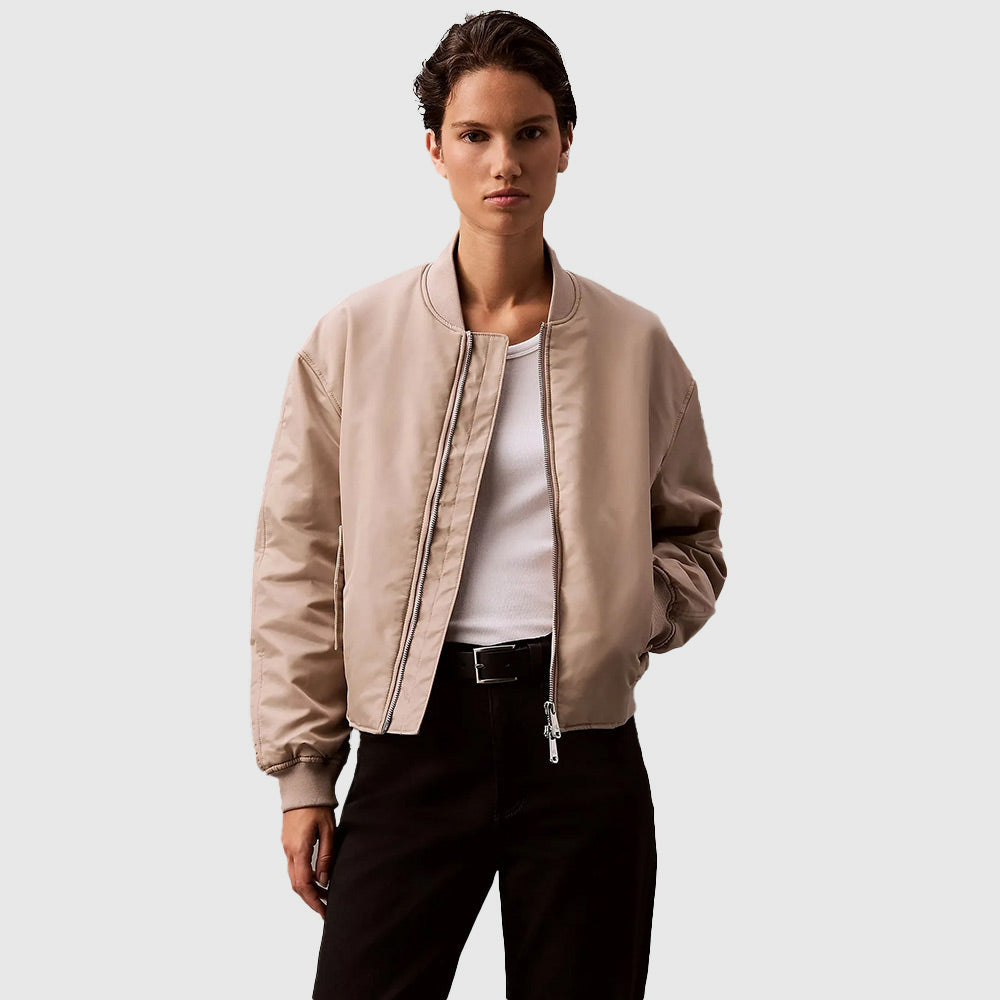 Filled Nylon Bomber Jacket - Brown*
