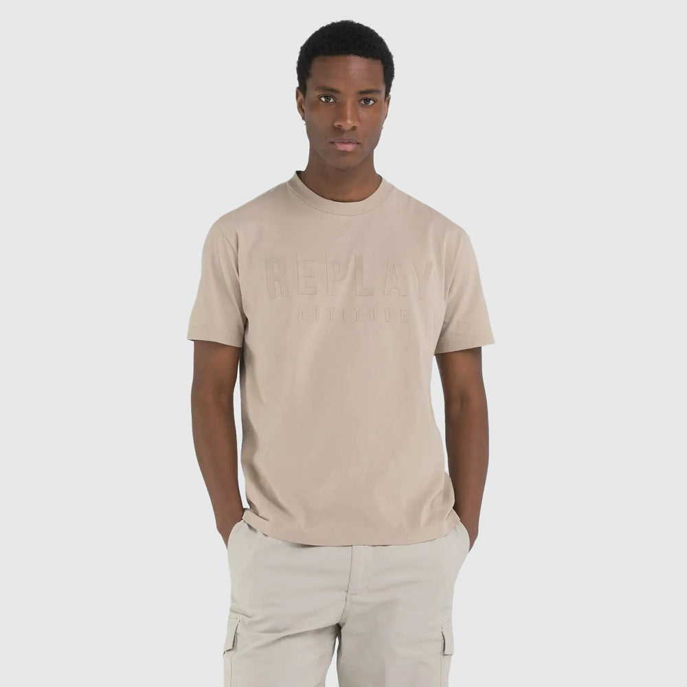 Replay Attitude Print T- Shirt - Taupe |ThirdBaseUrban
