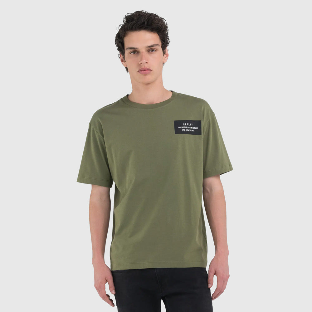 Replay Back Block Print T-Shirt - Olive |ThirdBaseUrban
