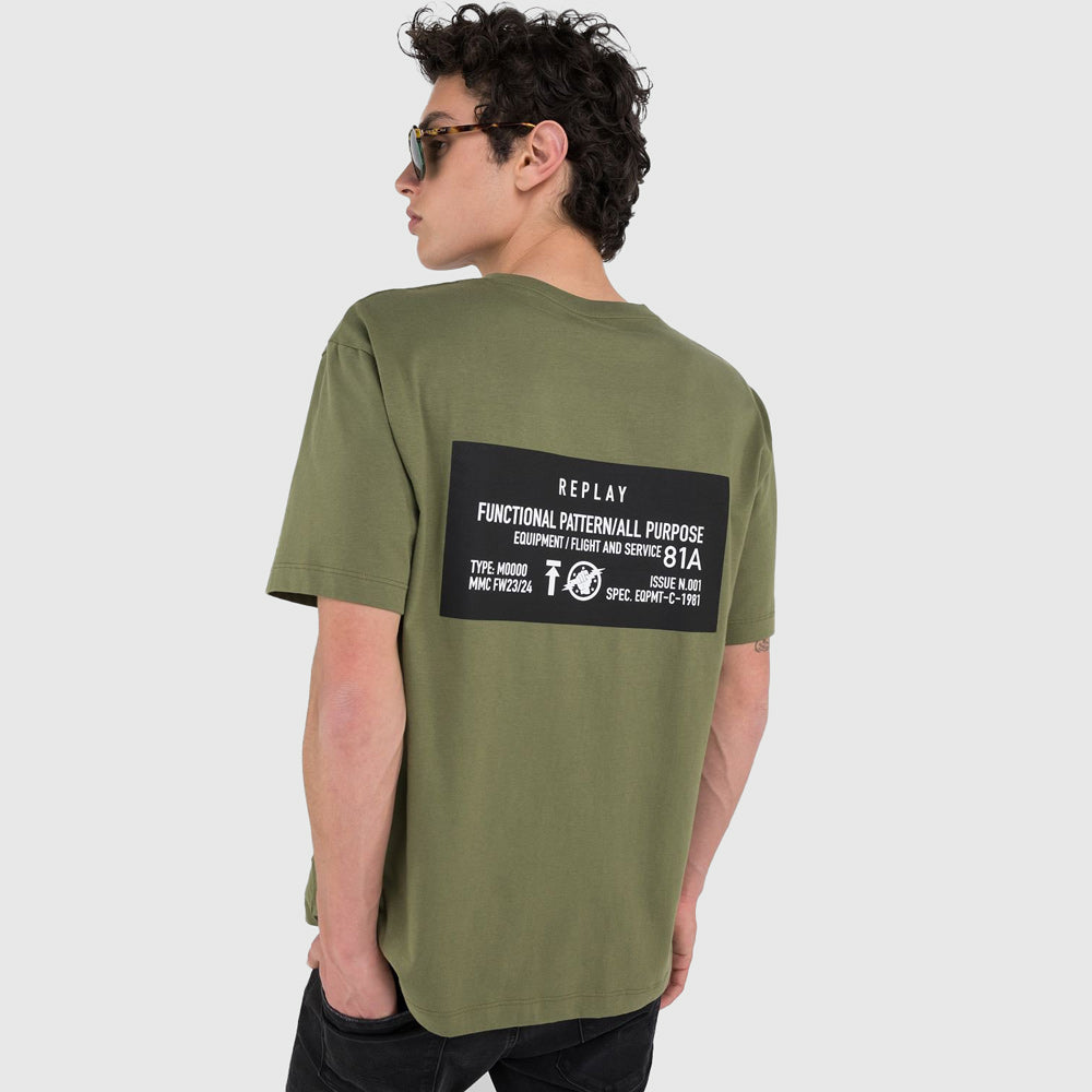 Back Block Print T-Shirt - Olive