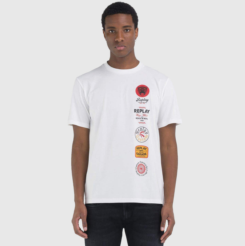 Replay Badge Graphic T-Shirt - White |ThirdBaseUrban